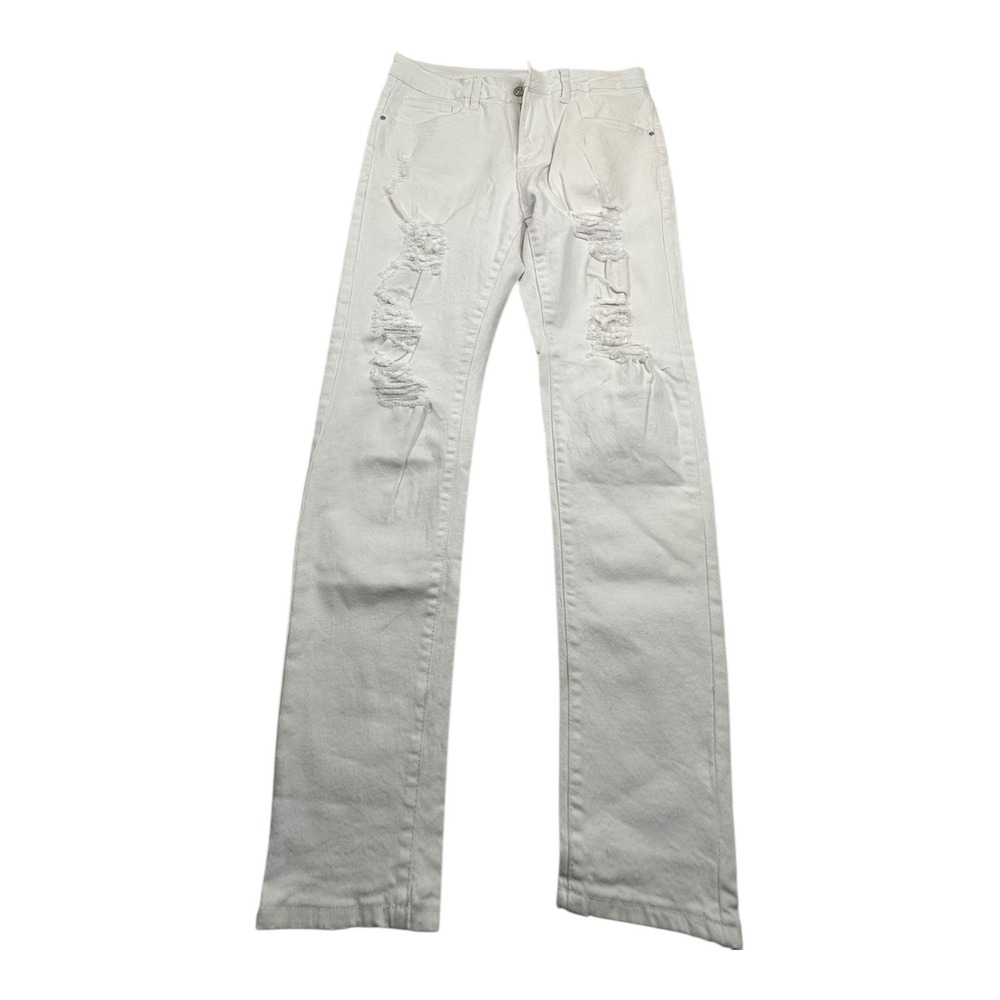 SHEIN White Distressed Ripped Skinny Jeans Womens Size S‎ 30X28